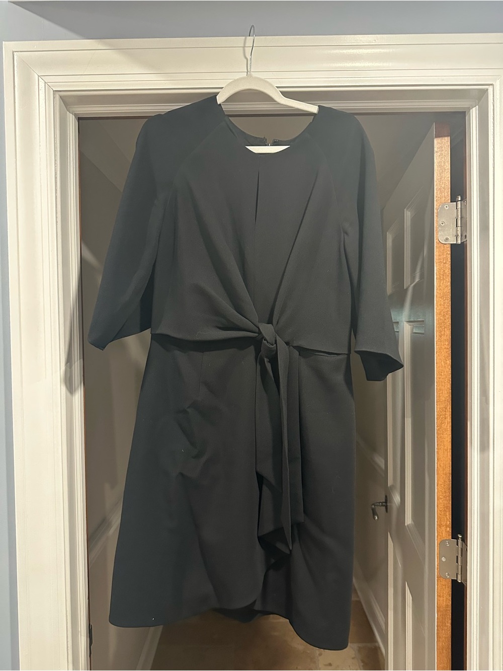 Tahari Black Midi Tie-Front Dress